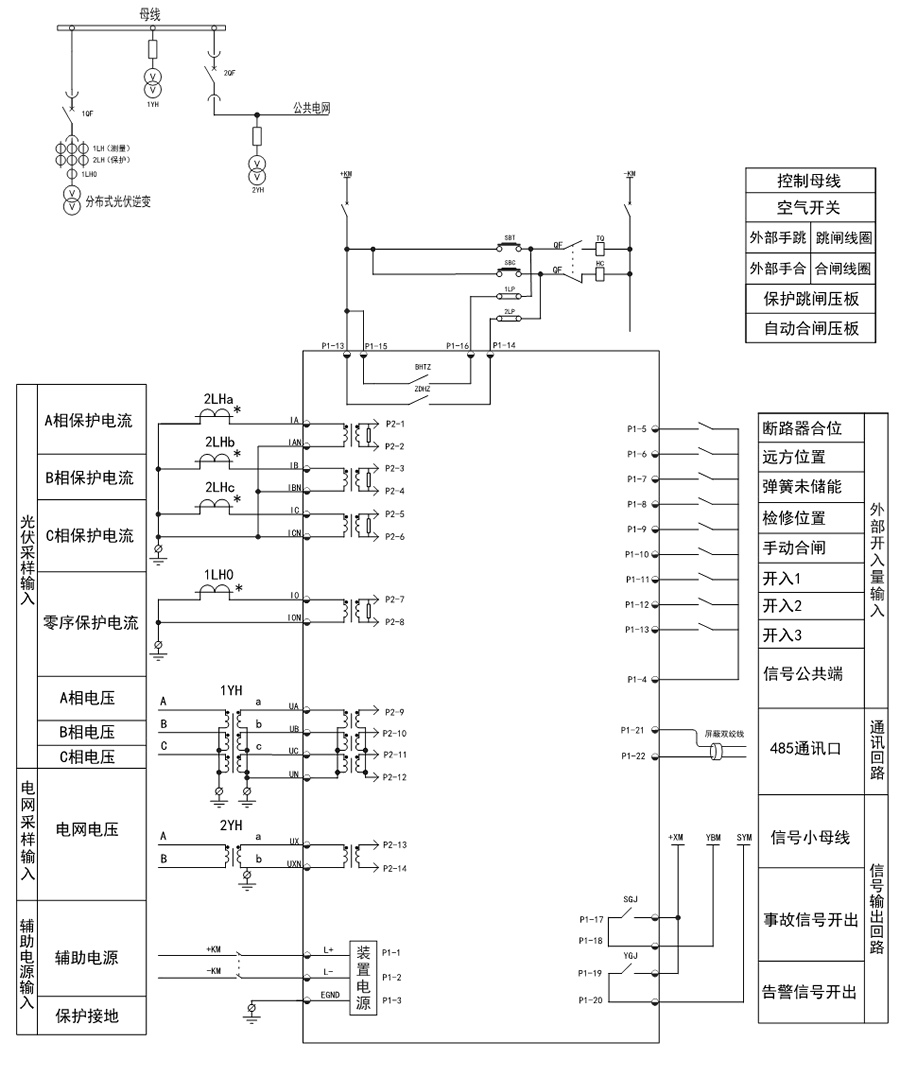 防孤島保護裝置的接線示意圖